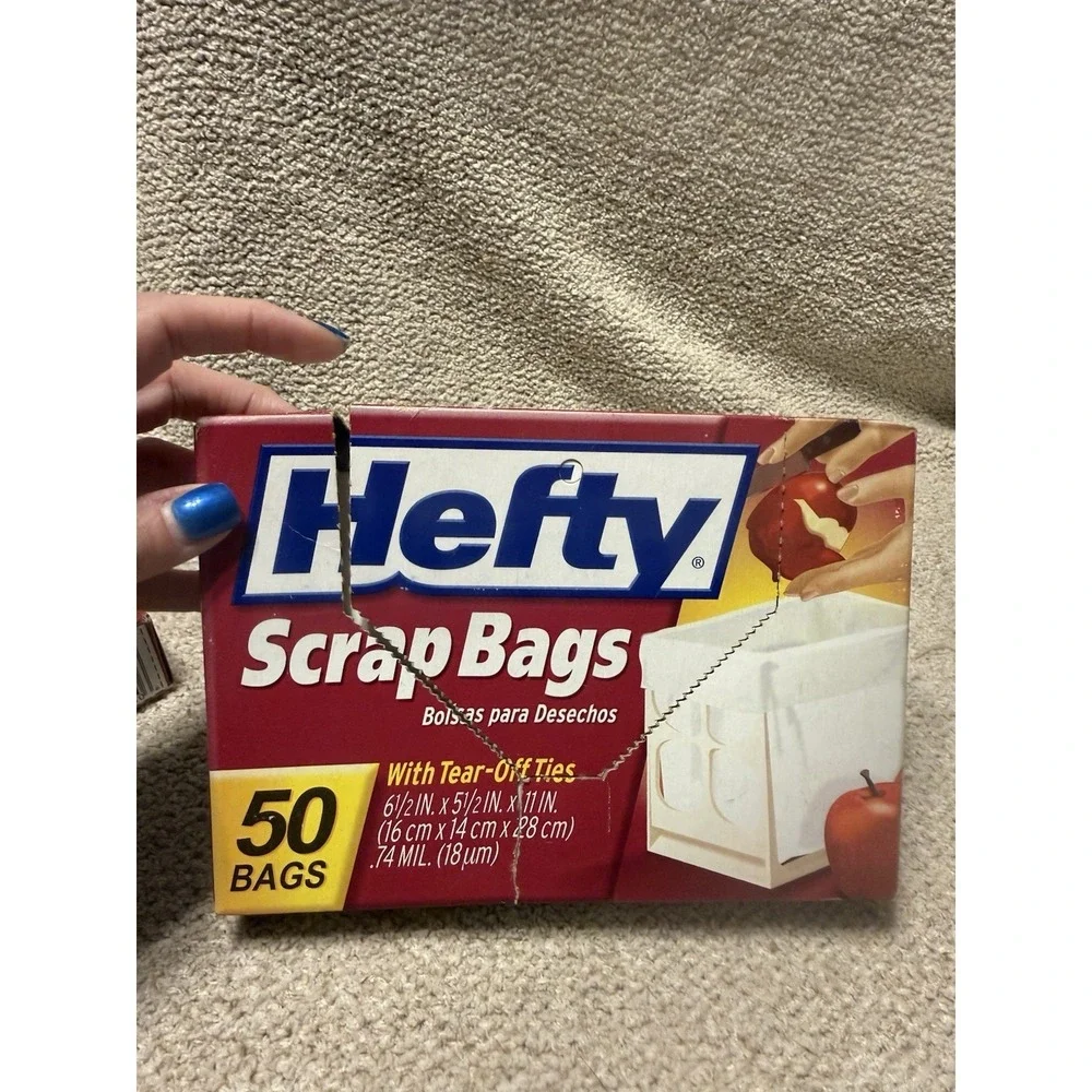 2 Boxes Hefty Scrap Bags  w/ Tear Off Ties 2‎ x 50 Bags Damaged Boxes READ